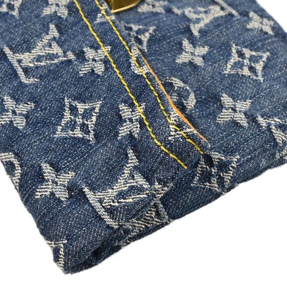 Louis Vuitton Blue Monogram Denim Pochette Plat Clutch Bag M95007 TH1026 166107 - Picture 4 of 9